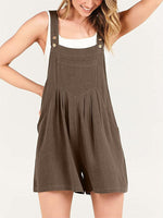 Button Adjustable Big Pocket Short Romper