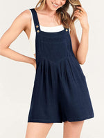 Button Adjustable Big Pocket Short Romper