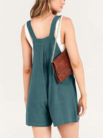 Button Adjustable Big Pocket Short Romper