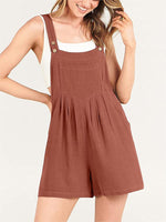 Button Adjustable Big Pocket Short Romper
