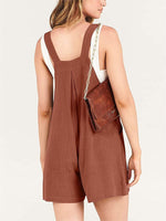 Button Adjustable Big Pocket Short Romper