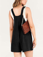 Button Adjustable Big Pocket Short Romper