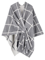 Women's Windowpane Reversible Capes Cardigan Shawls