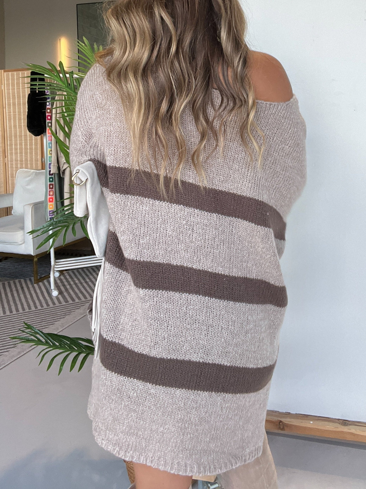 Women's Lightweight Striped Drop Shoulder Sweater Tunic