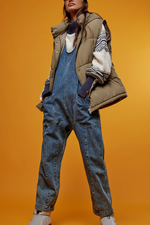 Women's Denim Sleeveless Loose Jumpsuit with Pockets