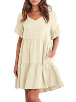 Casual Ruffle A-Line Flowy Mini Beach Dress
