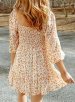 Women's Square Neck Smocked Boho Floral Dress