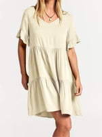 Casual Ruffle A-Line Flowy Mini Beach Dress