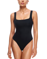Women's Square Neck Sleeveless Thong Bodysuit