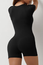 Women's Stretchy Square Neck Sexy Short Sleeve Jumpsuit