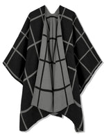 Women's Windowpane Reversible Capes Cardigan Shawls