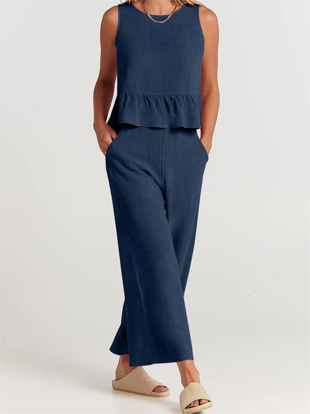 Women's Casual 2 Piece Outfit with Pockets