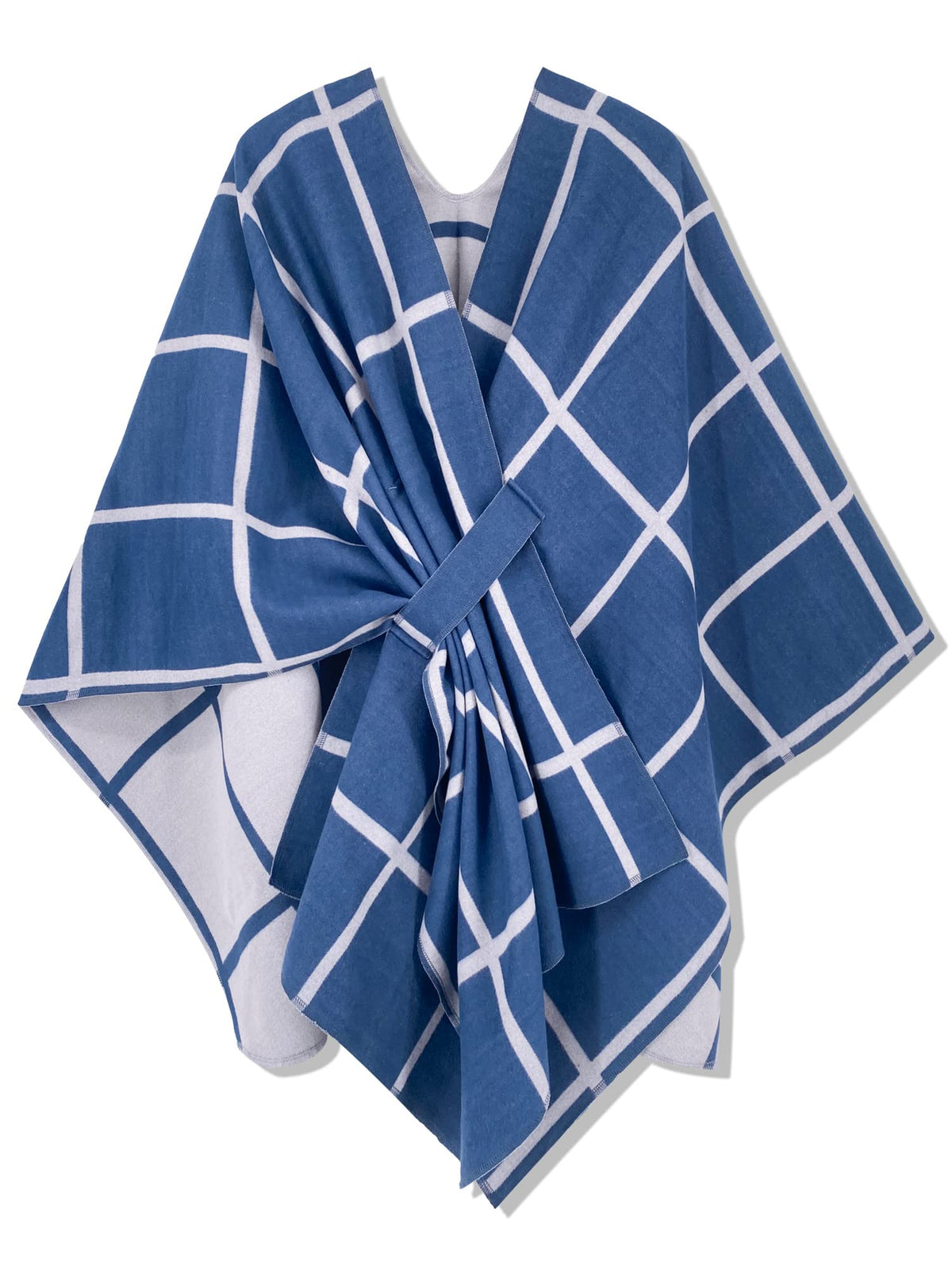 Women's Windowpane Reversible Capes Cardigan Shawls