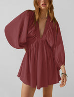Women's Casual Loose Flowing V-Neck Dresses