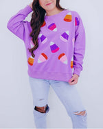 Women's Candy Corn Sequin Embellished Sweatshirt