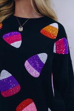 Women's Candy Corn Sequin Embellished Sweatshirt