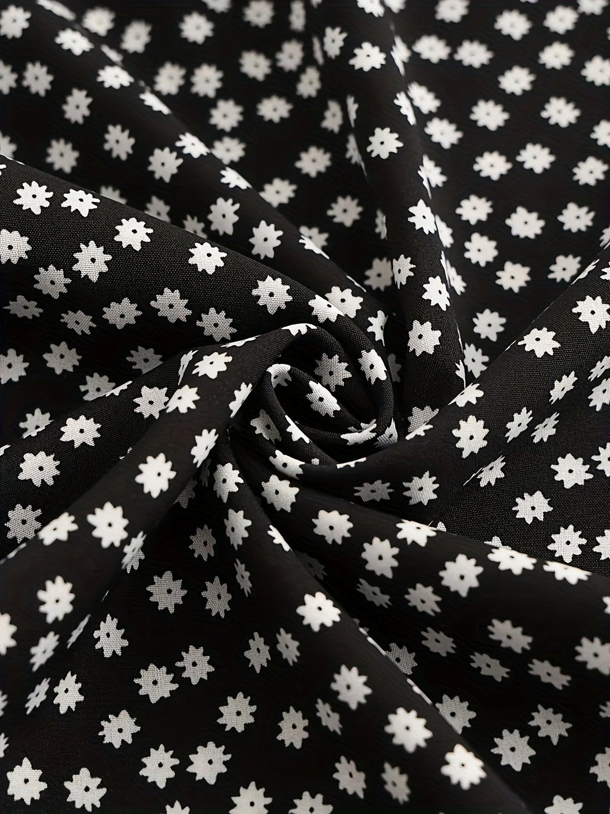 Polka Dot Floral Drawstring Waist Straight Capri Pants
