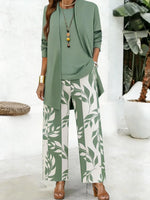 Women Floral Print Long Sleeve Casual Spring/Fall Multi-Piece Set Matching Set