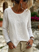 Casual Floral Simple Crew Neck Long Sleeve T-shirt