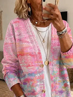 Women Spring/Fall Outerwear Casual Printing Abstract Long Sleeve Jacket