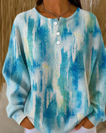 Casual Random Print Henley Collar Sweatshirt