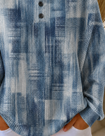 Casual Geometric Henley Collar Sweatshirt