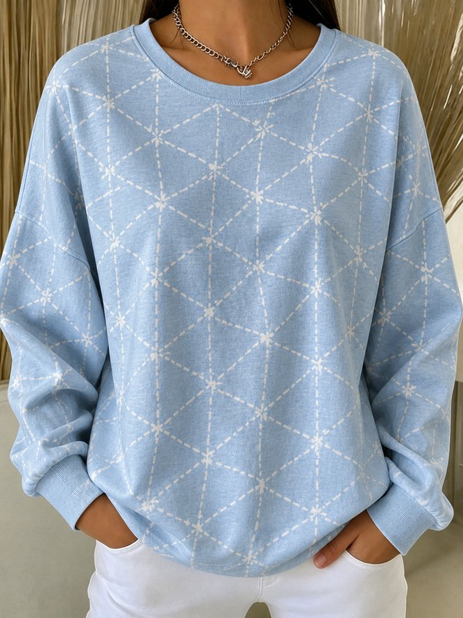 Casual Geometric Crew Neck Long Sleeve Sweatshirt