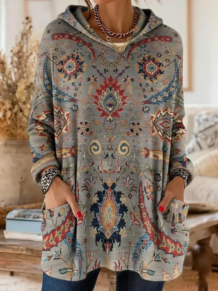 Vintage Ethnic Hoodie Long Sleeve Hoodie