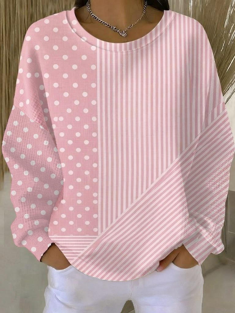 Casual Striped Crew Neck Sweatshirt