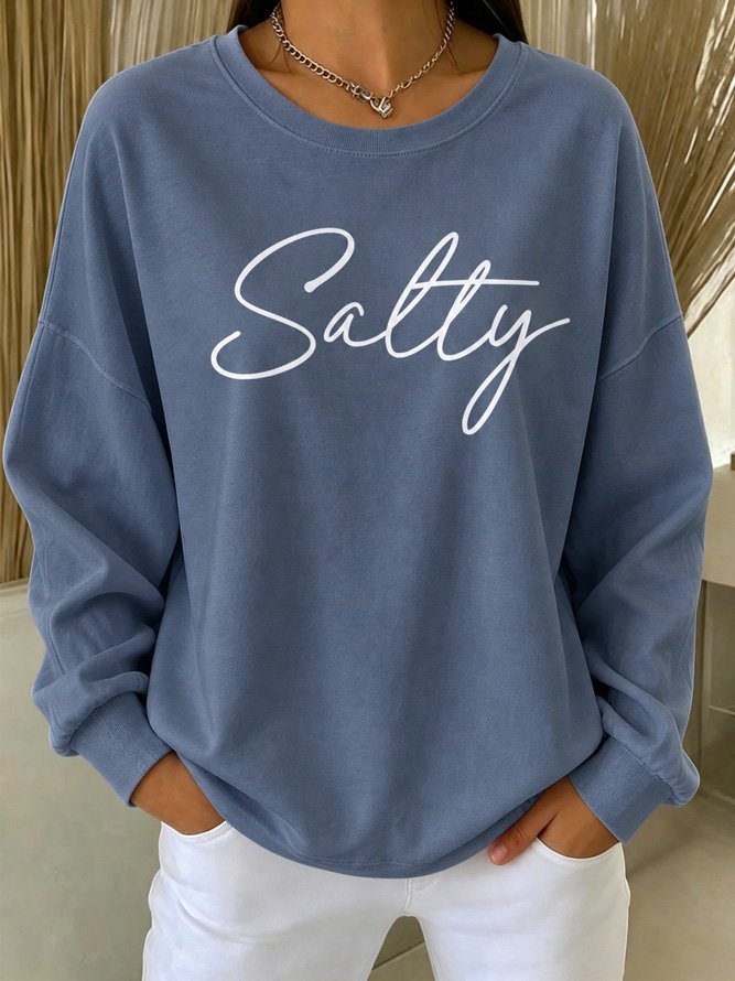 Casual Text Letters Crew Neck Sweatshirt