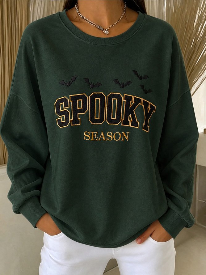 Casual Text Letters Simple Crew Neck Long Sleeve Sweatshirt