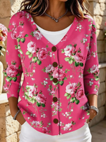 Casual Women Floral Long Sleeve Comfy Vintage Cardigan