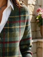 Casual Women Plaid Long Sleeve Comfy Vintage Cardigan