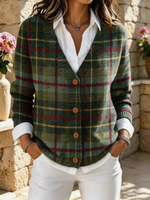 Casual Women Plaid Long Sleeve Comfy Vintage Cardigan