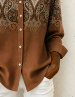 Casual Women Nationality/ethnic Vintage Shirt Shirt Collar Long Sleeve Printing Top