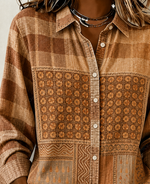 Women Floral Vintage Shirt Shirt Collar Long Sleeve Printing Top