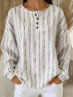 Casual Geometric Henley Collar Sweatshirt