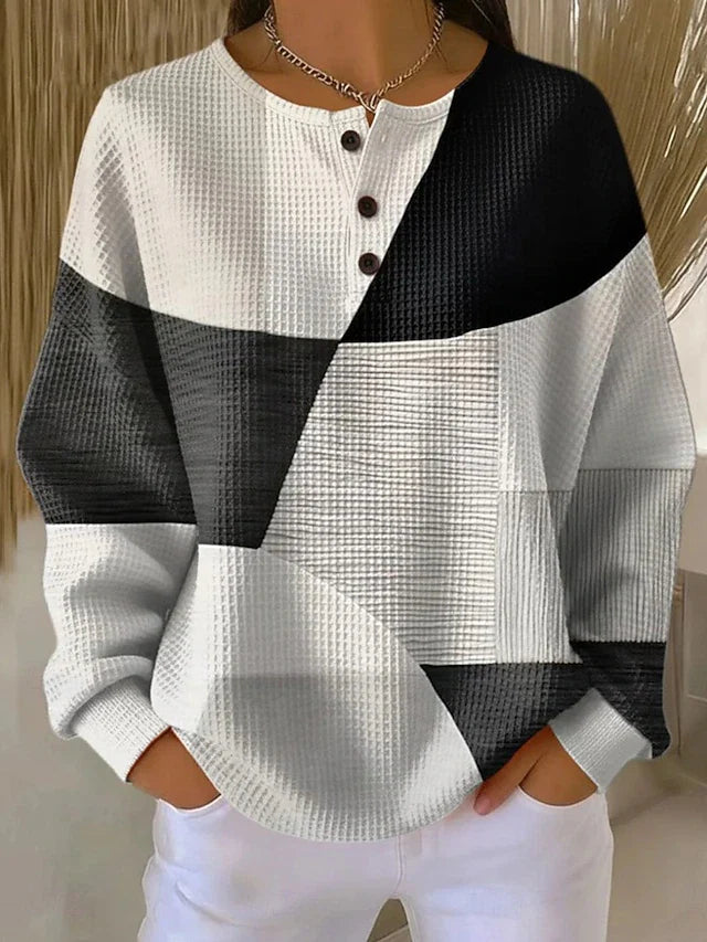 Women Geometric Abstract Casual Round Neck Long Sleeve Sweatshirt