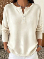 Vintage Plain Henley Collar Long Sleeve Sweatshirt