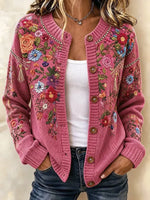 Women Spring/Fall Outerwear Vintage Floral Long Sleeve Jacket