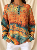 Casual Simple Abstract Henley Collar Long Sleeve Sweatshirt