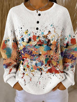 Casual Abstract Crew Neck Long Sleeve Sweatshirt
