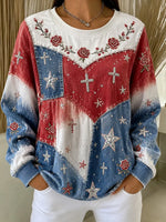 Casual Floral Crew Neck Long Sleeve Sweatshirt