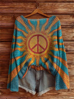 Vintage Sun Abstract Hippie Art Women's Casual Pullover Sweater