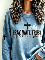 Casual Text Letters Crew Neck Long Sleeve Sweatshirt