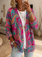 Women Spring/Fall Outerwear Casual Printing Abstract Graphic Long Sleeve Jacket