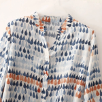 Women's Printed Linen Relaxed Raindrop-Print Blouse