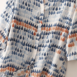 Women's Printed Linen Relaxed Raindrop-Print Blouse