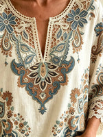 Women's Casual Tribal Crochet Cutout Blouse