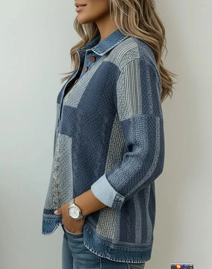 Long Sleeve Sweatshirt With Color Block Print